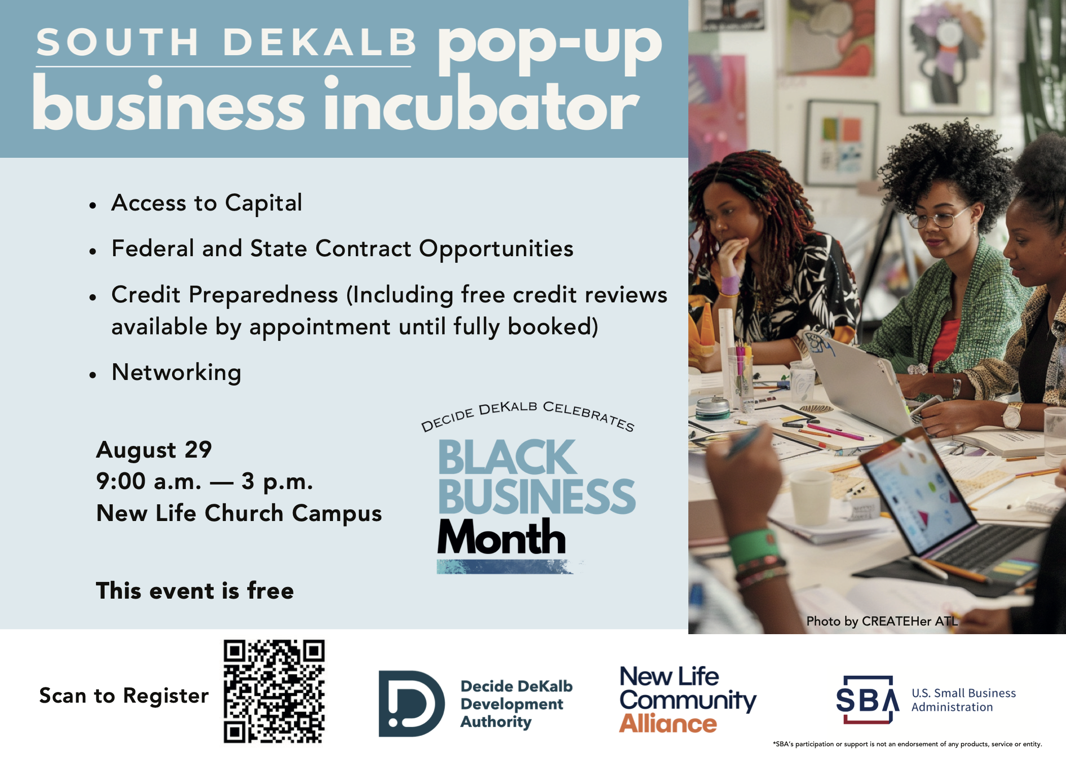 South DeKalb Pop-Up Business Incubator: Thur, 8/29